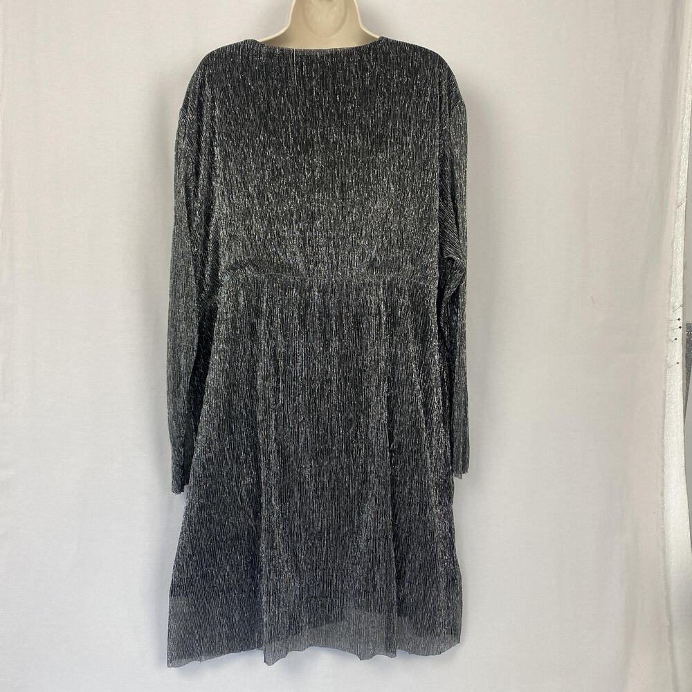 Serra Dress Womens XXL Metallic Silver Pleated Faux Wrap New Years Party Glam - Picture 6 of 15